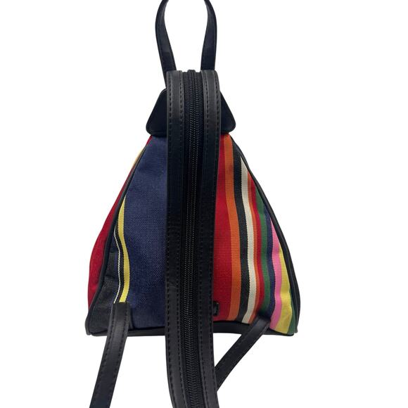 Villager by Liz Claiborne Womens Vintage 90s Striped Triangle Backpack Sling Bag - Picture 10 of 16